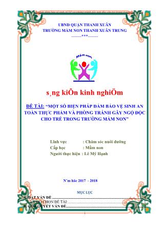 SKKN Một số biện pháp đảm bảo vệ sinh an toàn thực phẩm và phòng tránh gây ngộ độc cho trẻ trong trường mầm non