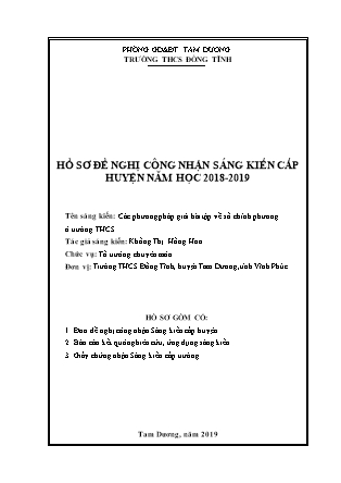 Sáng kiến kinh nghiệm Các phương pháp giải bài tập về số chính phương ở trường Trung học Cơ sở