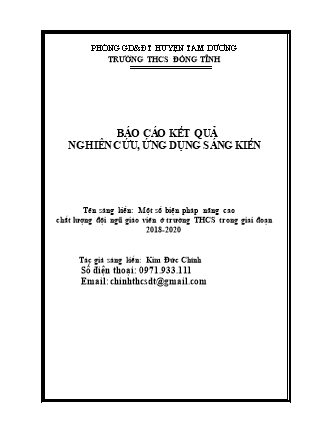 SKKN Một số biện pháp nâng cao chất lượng đội ngũ giáo viên ở trường Trung học Cơ sở trong giai đoạn 2018-2020