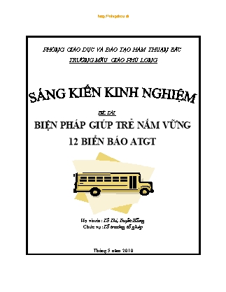 Sáng kiến kinh nghiệm Biện pháp giúp trẻ nắm vững 12 biển báo an toàn giao thông