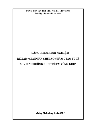 Sáng kiến kinh nghiệm Giải pháp chỉ đạo giảm tỷ lệ trẻ suy dinh dưỡng cho trẻ em vùng khó