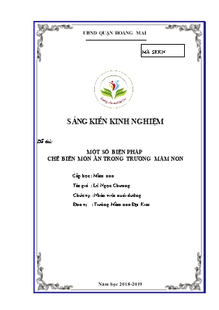 Sáng kiến kinh nghiệm Một số biện pháp chế biến món ăn cho trẻ trong trường Mầm non