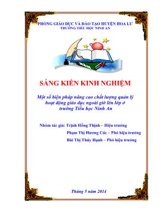 Sáng kiến kinh nghiệm Một số biện pháp nâng cao chất lượng quản lý hoạt động giáo dục ngoài giờ lên lớp ở trường Tiểu học Ninh An