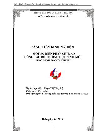 SKKN Biện pháp chỉ đạo công tác bồi dưỡng học sinh giỏi – học sinh năng khiếu ở trường Tiểu học Trường Yên