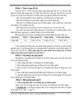 SKKN Biện pháp giúp học sinh phân biệt từ đồng âm, từ nhiều nghĩa trong phân môn Luyện từ và câu Lớp 5