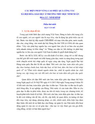 SKKN Các biện pháp nâng cao hiệu quả công tác xã hội hóa giáo dục ở trường Tiểu học Ninh Xuân, huyện Hoa Lư, tỉnh Ninh Bình