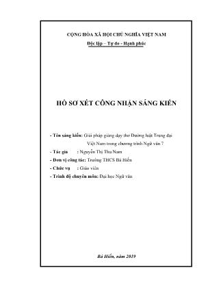 SKKN Giải pháp giảng dạy thơ Đường luật Trung đại Việt Nam trong chương trình Ngữ văn 7