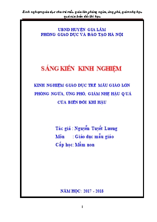 SKKN Kinh nghiệm giáo dục trẻ Mẫu giáo lớn phòng ngừa, ứng phó, giảm nhẹ hậu quả của biến đổi khí hậu