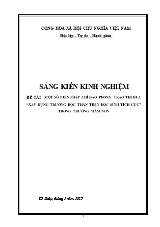 SKKN Một số biện pháp chỉ đạo phong trào thi đua “Xây dựng trường học thân thện học sinh tích cực” trong trường Mầm non