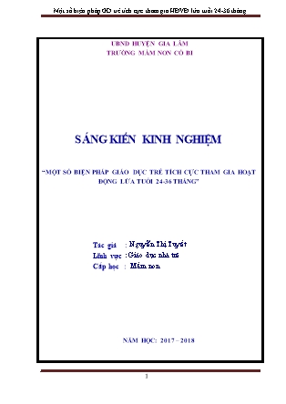 SKKN Một số biện pháp giáo dục trẻ tích cực tham gia hoạt động vận động lứa tuổi 24-36 tháng