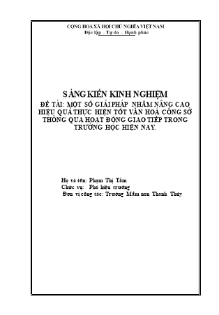 SKKN Một số giải pháp nhằm nâng cao hiệu quả thực hiện tốt văn hóa công sở thông qua họat động giao tiếp trong trường học hiện nay