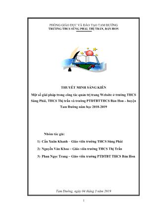 SKKN Một số giải pháp trong công tác quản trị trang Website ở trường THCS Sùng Phài, THCS Thị trấn và trường Phổ thông dân tộc bán trú THCS Bản Hon – Huyện Tam Đường