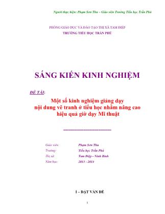 SKKN Một số kinh nghiệm giảng dạy nội dung vẽ tranh ở Tiểu học nhằm nâng cao hiệu quả giờ dạy Mĩ thuật