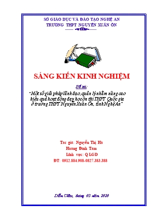 SKKN Một số giải pháp lãnh đạo, quản lý nhằm nâng cao hiệu quả hoạt động dạy học ôn thi THPT Quốc gia ở trường THPT Nguyễn Xuân Ôn, tỉnh Nghệ An