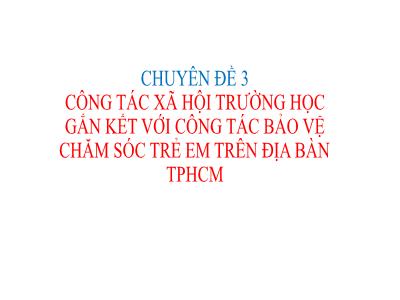 Sáng kiến kinh nghiệm Công tác xã hội trường học gắn kết với công tác bảo vệ chăm sóc trẻ em trên địa bàn TP HCM