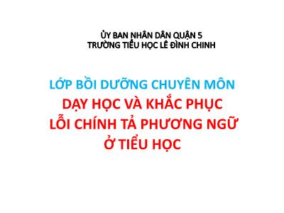 Sáng kiến kinh nghiệm Dạy học và khắc phục lỗi chính tả phương ngữ ở tiểu học