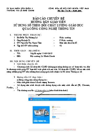 Sáng kiến kinh nghiệm Hướng dẫn giáo viên sử dụng sổ theo dõi chất lượng giáo dục qua cổng công nghệ thông tin