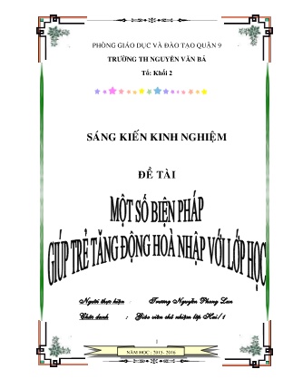 Sáng kiến kinh nghiệm Một số biện pháp giúp trẻ tăng động hòa nhập với lớp học