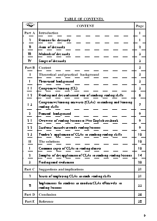 Sáng kiến kinh nghiệm Applying cooperative learning activities (CLAs) to improve students’ reading skills in high school