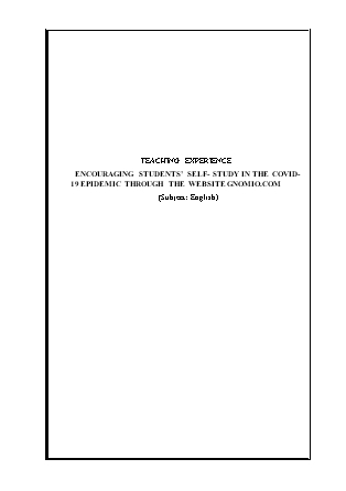 Sáng kiến kinh nghiệm Encouraging students’ self- Study in the covid-19 epidemic through the website Gnomio.com