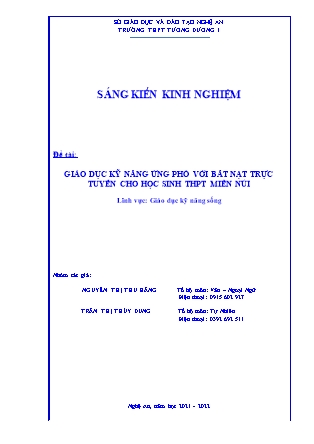 Sáng kiến kinh nghiệm Giáo dục kỹ năng ứng phó với bắt nạt trực tuyến cho học sinh THPT miền núi