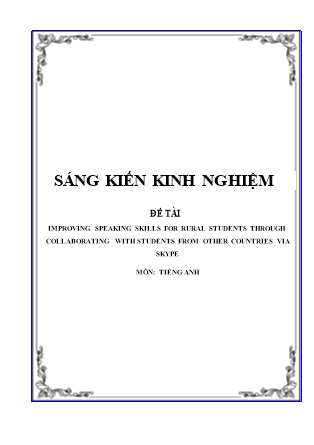 Sáng kiến kinh nghiệm improving speaking skills for rural students through collaborating with students from other countries via skype