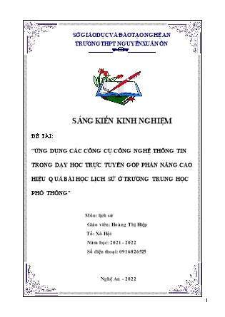 Sáng kiến kinh nghiệm Ứng dụng các công cụ công nghệ thông tin trong dạy học trực tuyến góp phần nâng cao hiệu quả bài học lịch sử ở trường Trung học Phổ thông