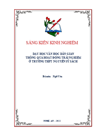 SKKN Dạy học văn học dân gian thông qua hoạt động trải nghiệm ở trường THPT Nguyễn Sỹ Sách