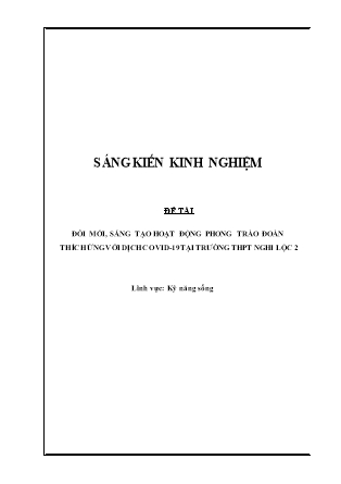 SKKN Đổi mới, sáng tạo hoạt động phong trào đoàn thích ứng với dịch covid-19 tại trường THPT Nghi Lộc 2