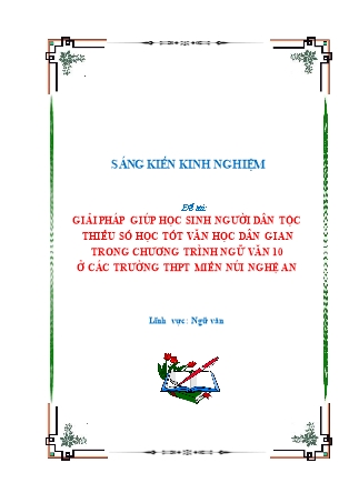 SKKN Giải pháp giúp học sinh người dân tộc thiểu số học tốt văn học dân gian trong chương trình Ngữ văn 10 ở các trường THPT miền núi Nghệ An