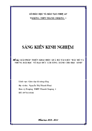 SKKN Giải pháp triển khai hiệu quả bộ tài liệu Bác Hồ và những bài học về đạo đức lối sống dành cho học sinh