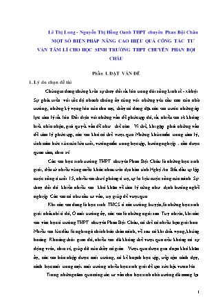 SKKN Một số biện pháp nâng cao hiệu quả công tác tư vấn tâm lí cho học sinh trường THPT chuyên Phan Bội Châu