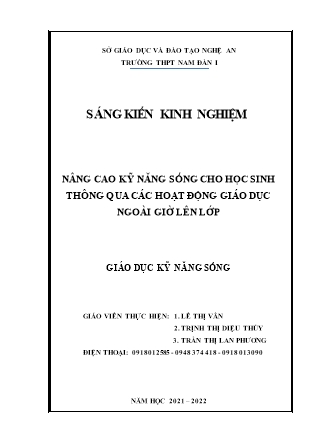 SKKN Nâng cao kỹ năng sống cho học sinh thông qua các hoạt động giáo dục ngoài giờ lên lớp