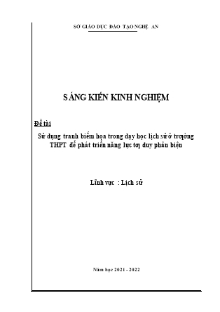 SKKN Sử dụng tranh biếm họa trong dạy học lịch sử ở trường THPT để phát triển năng lực tư duy phản biện