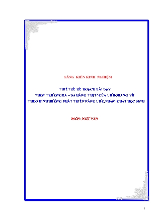 SKKN Thiết kế kế hoạch bài dạy “Hồn Trương Ba – da hàng thịt” của Lưu Quang Vũ theo định hướng phát triển năng lực, phẩm chất học sinh