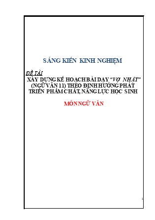 SKKN Xây dựng kế hoạch bài dạy “Vợ nhặt” (Ngữ văn 11) theo định hướng phát triển phẩm chất, năng lực học sinh