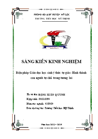 Sáng kiến kinh nghiệm Biện pháp Giáo dục học sinh ý thức tự giác - Hình thành con người tự chủ trong tương lai