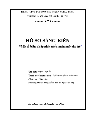 Sáng kiến kinh nghiệm Biện pháp phát triển ngôn ngữ cho trẻ