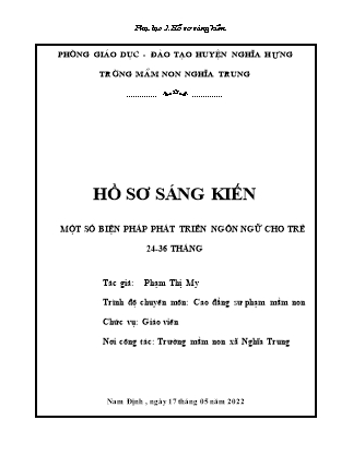 Sáng kiến kinh nghiệm Biện pháp phát triển ngôn ngữ cho trẻ 24-36 tháng
