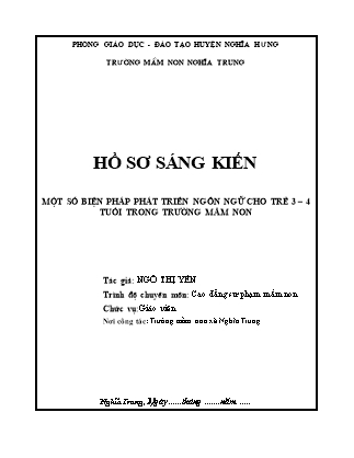Sáng kiến kinh nghiệm Biện pháp phát triển ngôn ngữ cho trẻ 3-4 tuổi ở trường Mầm non