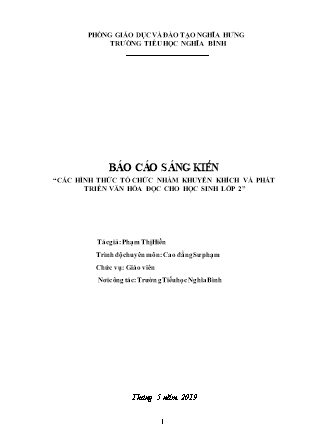 Sáng kiến kinh nghiệm Các hình thức tổ chức nhằm khuyến khích và phát triển văn hóa đọc cho học sinh Lớp 2