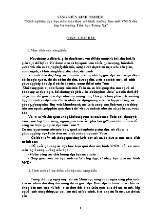 Sáng kiến kinh nghiệm Dạy học môn toán theo mô hình trường học mới VNEN cho lớp 5A trường Tiểu học Trừng Xá