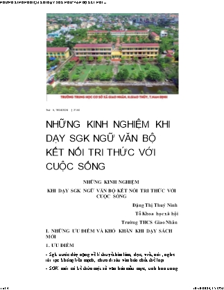 Sáng kiến kinh nghiệm Dạy sách giáo khoa Ngữ văn bộ Kết nối tri thức với cuộc sống