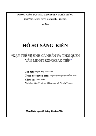 Sáng kiến kinh nghiệm Dạy trẻ vệ sinh cá nhân và thói quen văn minh trong giao tiếp