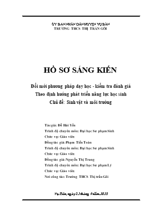 Sáng kiến kinh nghiệm Đổi mới phương pháp dạy học. Kiểm tra đánh giá theo định hướng phát triển năng lực học sinh