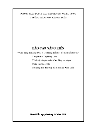 Sáng kiến kinh nghiệm Gây hứng thú giúp trẻ 24-36 tháng tuổi học tốt môn Kể chuyện