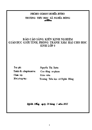 Sáng kiến kinh nghiệm Giáo dục giới tính, phòng tránh xâm hại cho học sinh Lớp 5
