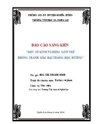 Sáng kiến kinh nghiệm Giúp trẻ phòng tránh xâm hại trong học đường
