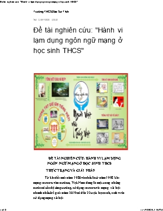 Sáng kiến kinh nghiệm Hành vi lạm dụng ngôn ngữ mạng ở học sinh THCS