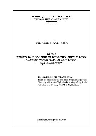 Sáng kiến kinh nghiệm Hướng dẫn học sinh sử dụng kiến thức lí luận văn học trong bài văn nghị luận